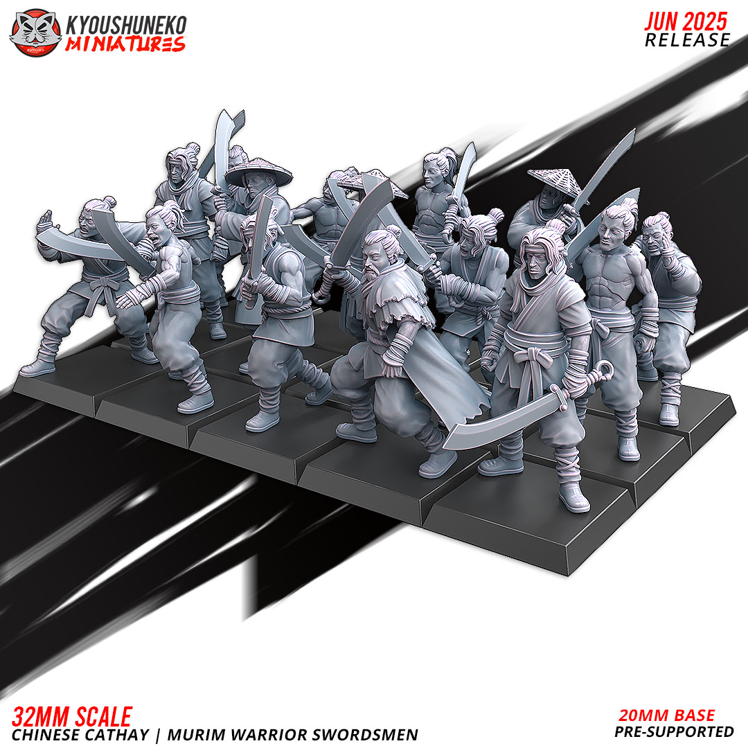 Kyoushuneko Chinese Murim Warrior Swordsmen X10 28mm/32mm Scale -NO BASES-