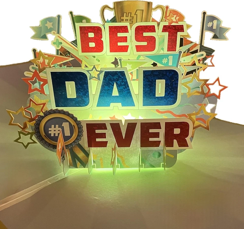 Tarjeta emergente personalizada del día del padre - luces, música y risas combinadas Foto 3 de 4