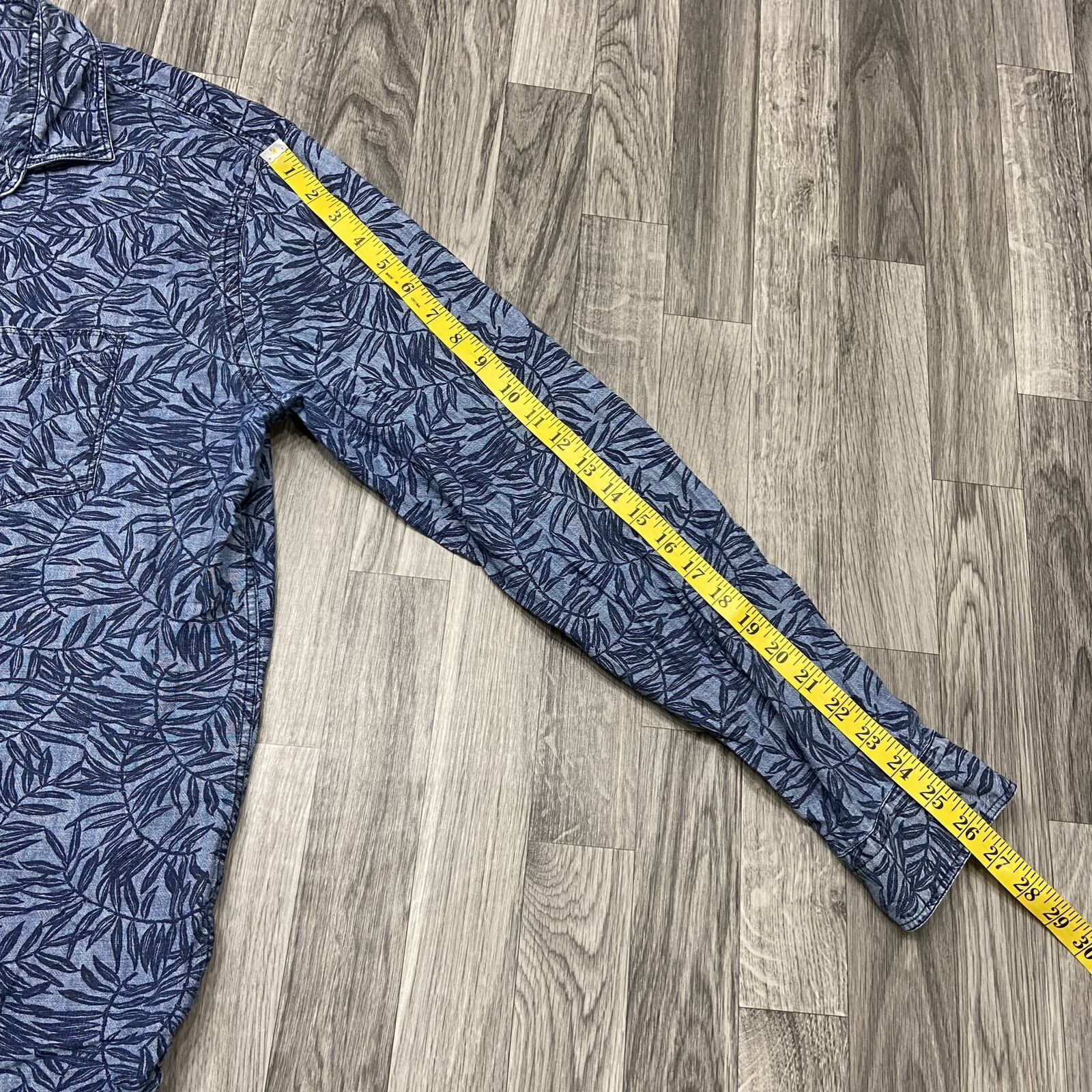 EXPRESS Button Down Collared Long Sleeve Blue Pri… - image 8