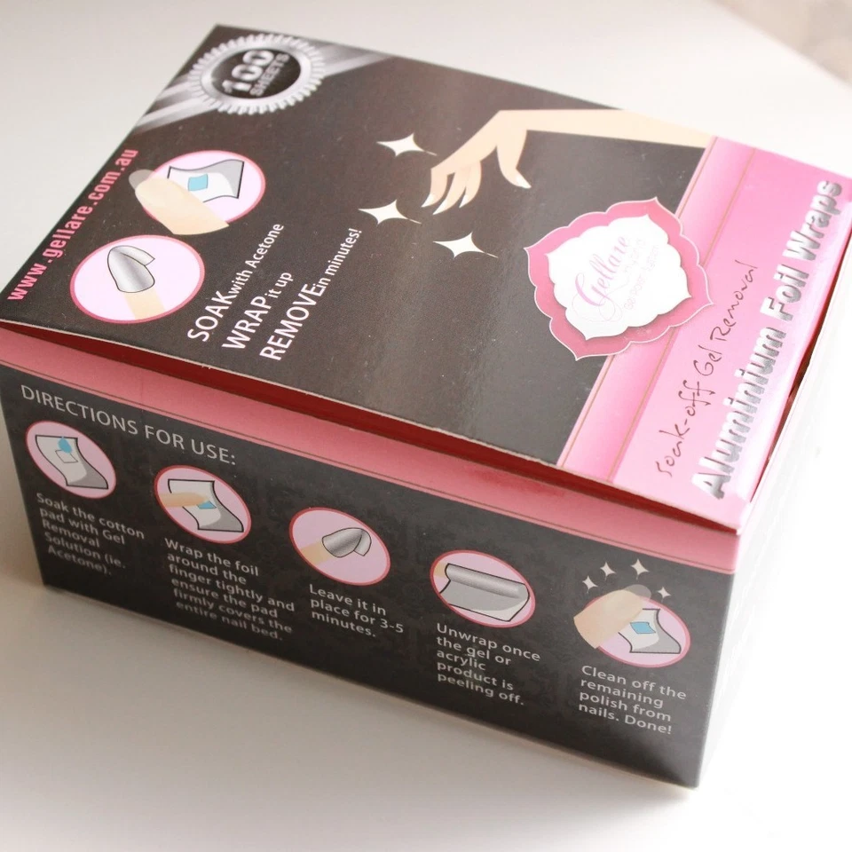 5 Cajas de 100 Aluminio Gel Esmalte de Uñas Removedor Lámina Envoltura-Necesita Agente de Eliminación Foto 4 de 4