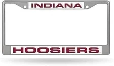 Indiana University Hoosiers Metal License Plate Frame Chrome Tag Cover Laser...