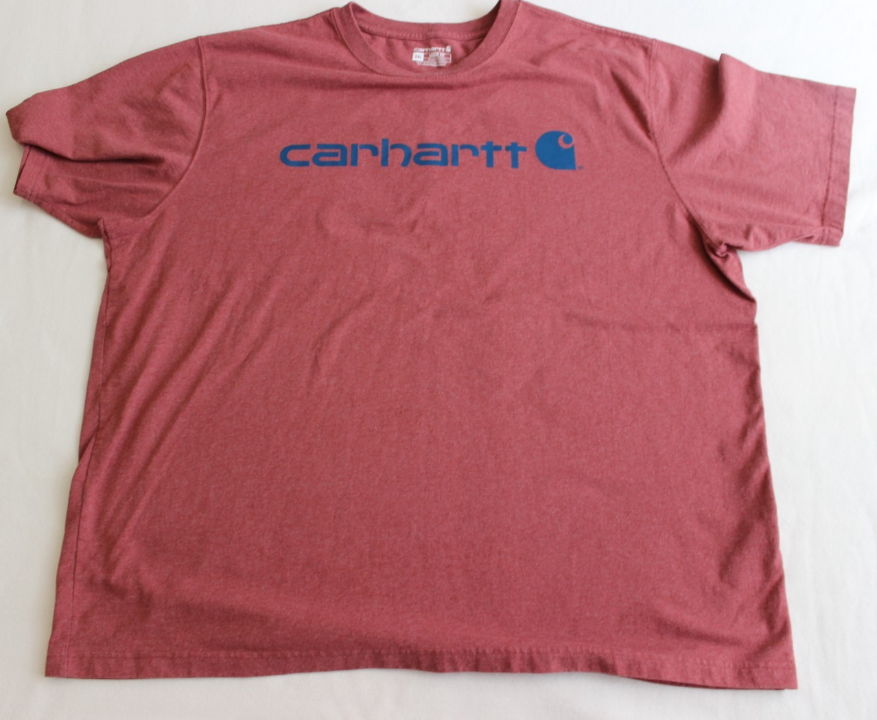 Carhartt Men's T-Shirt Size 2XL Heavyweight Coral Blue Logo Loose Fit Tagless