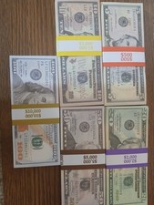 25 Realistic High Quality Prop Bill Lot/ 1 Close Up Props 5x Ea 5,10,20,50,100