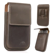  Leather Phone Holster with Belt Clip,Flip Cell Phone Pouch for XL Darkbrown