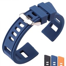 20mm 22mm Soft Silicone Rubber Watch Band Strap Polished Buckle Waterproof Strap