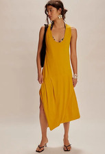 Free People Free-est Monika Midi Dress Asymmetrical Draped Sleeveless M 284269