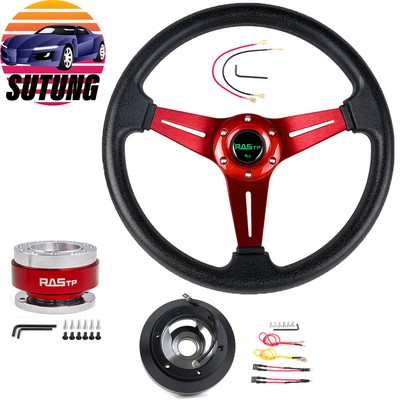 Steering Wheel+Quick Release+Hub Adapter 135H For ACURA ILX 13+For Civic/Fit 15+