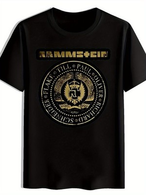 Men's RAMMSTEIN Graphic Print Casual T-Shirt - Black Band Logo Tee