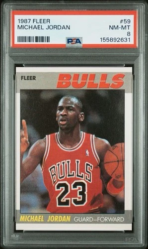 Fleer 1987-88 Michael Jordan #59 Chicago Bulls Basketball Card PSA 8 Graded