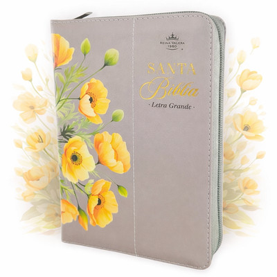 Biblia para Mujer Portatil Letra Grande 12 punto RV60 crema con indice y Cierre
