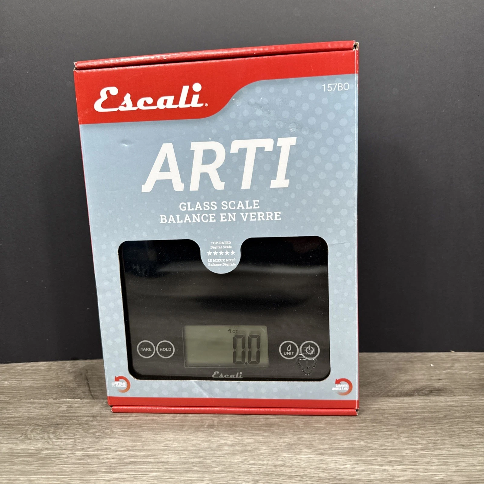 Escali Arti Black Glass Food/Coffee Digital Countertop Scale, Baking & Cooking