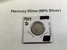 1917 D Mercury 90% Silver Dime from Denver Mint in Fine Condition 121425 03q