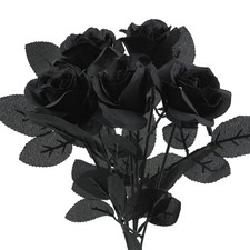 5Pcs Roses Artificial Flowers, Black Roses Artificial Flowers Fake Flower Sil...