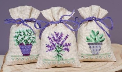 DIY Vervaco Provence Potpourri Lavender Gift Bag Counted Cross Stitch Kit