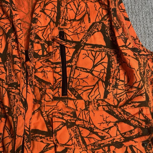 Vintage Cabelas Mens Vest Seclusion Blaze Orange Camo Hunting Zip Size XL - Picture 5 of 11