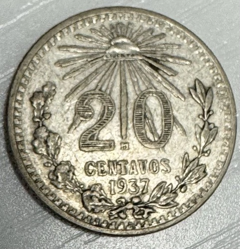 Photo of a 1937 Mexico 20 Centavos Silver from an eBay listing that sold on Jul 14, 2026