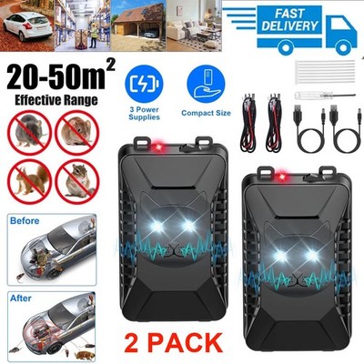 2 Packs Under Hood Repeller Ultrasonic Rat Deterrent Keep Mice Cat Away from Car