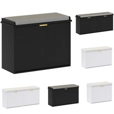 HOMCOM Shoe Bench with Padded Seat and Flip-Drawer