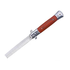 Pocket Switchblade Comb Wood Men's Flick Folding Comb for Hair Beard & Mustache