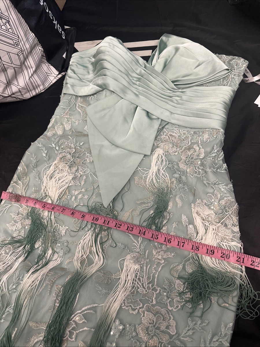 NWD MAC DUGGAL [ 10 ] 20593 Bow Front Ombre Fringe Detailed