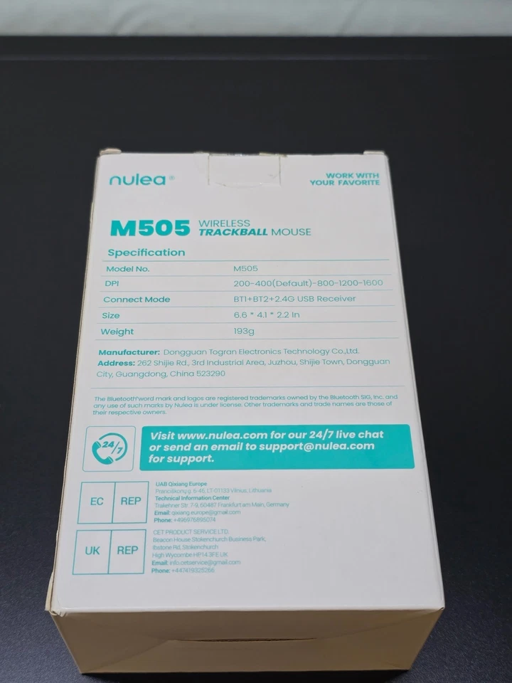Ratón Trackball Inalámbrico Nulea M505 Recargable Bluetooth USB Ergonómico Foto 2 de 4