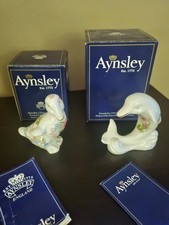 Aynsley Wild Tudor Dolphin and Duck Bone China Figurines Set Of 2