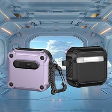 For Airpods 4th 3 2 1/Pro 2 1 Shockproof Keychian Secure Locking Protective Case