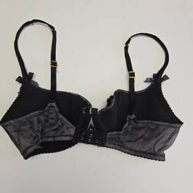 Agent Provocateur Bra Size 34C Black Lace Mesh Bow Detail Sexy Womens Balconette
