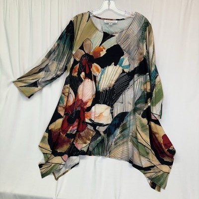 Carolina Rose Women s Designer Tunic Top XL Abstract Floral Soft Relaxed