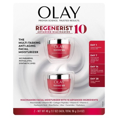 Olay Regenerist 10 Advanced Niacinamide Hydrating Moisturizer, 1.7oz, 2PK NEW OB