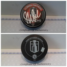 Sylvain Lefebvre Signed Florida Panthers Puck COA 2025 Stanley Cup Champion Puck