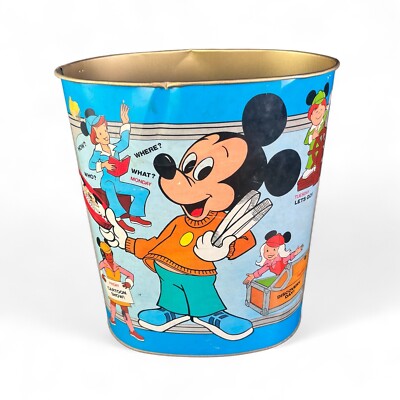 Vintage Disney Cheinco Trash Garbage Can Mickey Mouse Club
