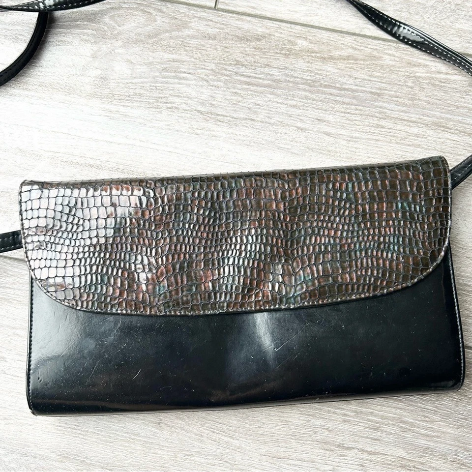 Bolsa de ombro vintage Naturalizer Mastercraft couro envernizado couro de crocodilo - Imagem 3 de 4