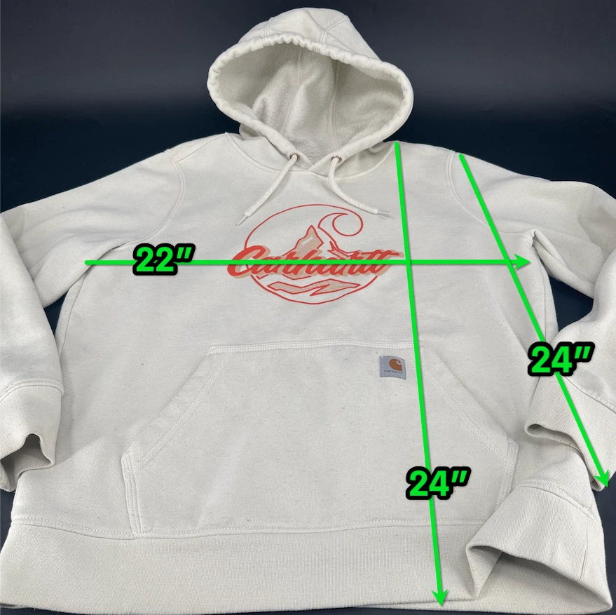 OFF WHITE Felpa con cappuccio pullover Carhartt Relaxed Fit DONNA bianco sporco arancione TAGLIA L