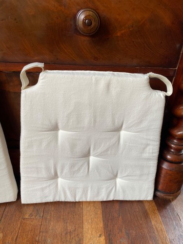 IKEA Pair of Justina Chair Seat Pads Natural Pack 2 Cream Cotton Natural Cushion - Picture 3 of 7