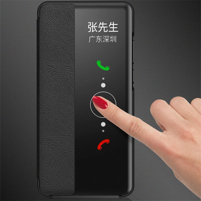 Funda de cuero con ventana abatible inteligente para teléfono Huawei P30 Lite P30 P20 Pro P Foto 3 de 4