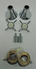 Davinci Adams Cross Faucet Handles Pr Polished Chrome W/ Escutcheon NOS P123