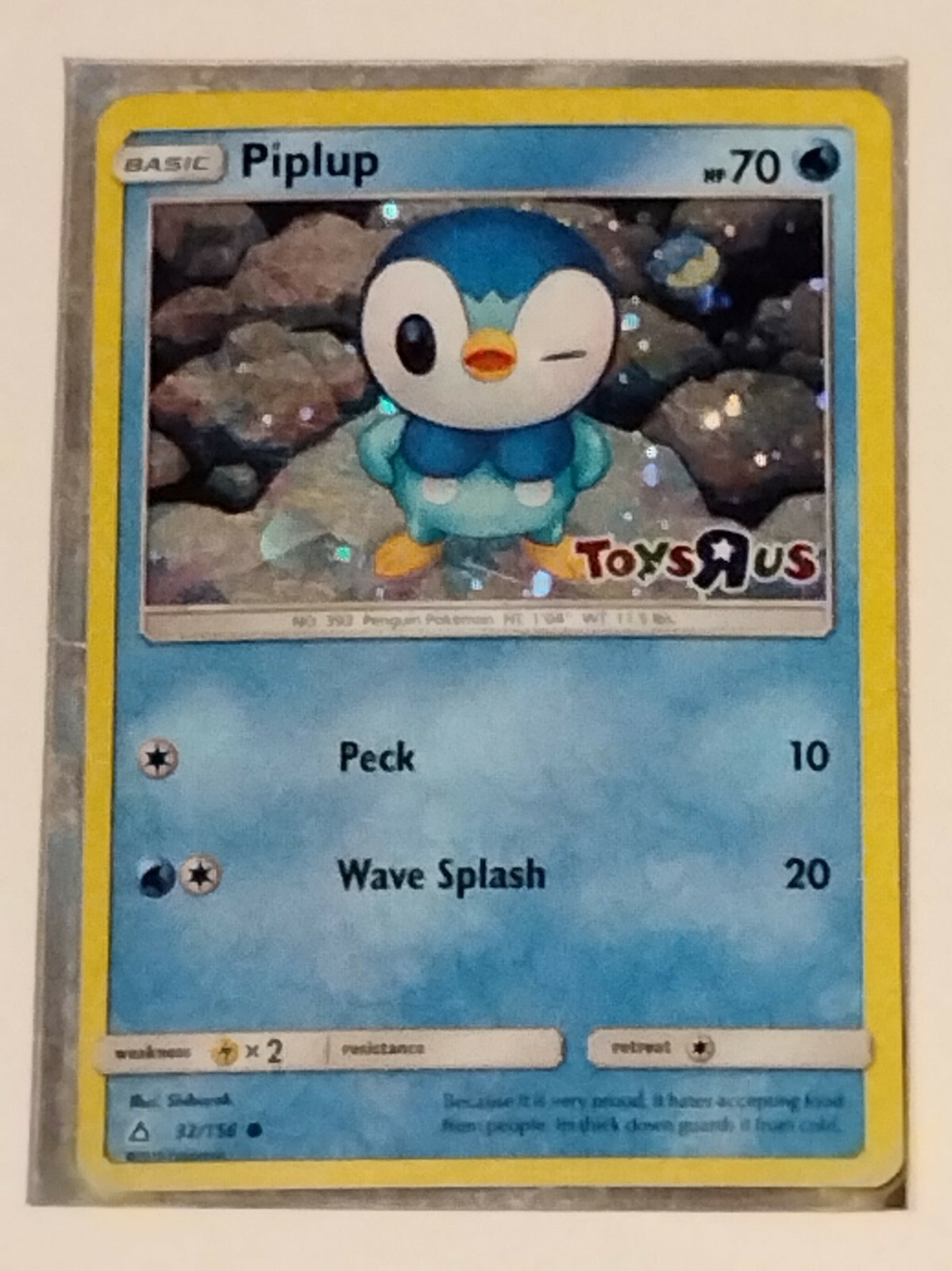 Pokemon Piplup Holo Foil Exclusive Toys R Us Promo Card 32/156 