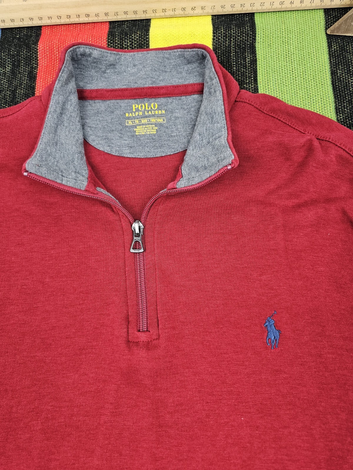 Polo ralph lauren uomo felpa quarto zip taglia XL rosso pony logo soft touch
