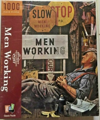 SATURDAY EVENING POST MEN WORKING 1000 PIECE PUZZLE NEW SEALED
