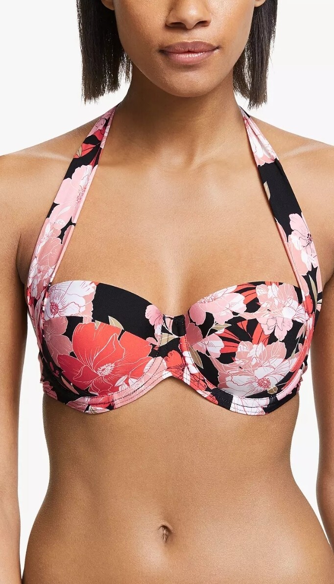 John Lewis Belize Multiway Bikini Top In Red Black Size 38D BNWT