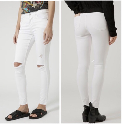 TOPSHOP MOTO PETITE LEIGH STRETCH SKINNY WHITE JEANS Sz W26 TO FIT L28 NEW $ 98