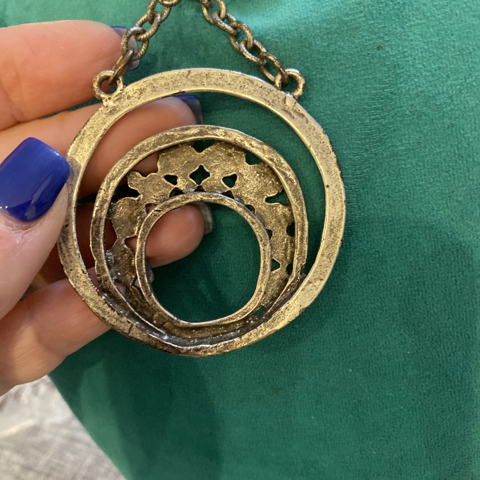 Chico’s Silvertone Hammered Statement Necklace - image 4