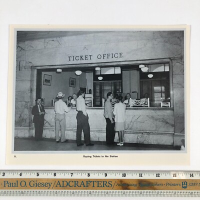 Buying Tickets In The Station #9 - Litho Print 11x8.5 Train Station Line