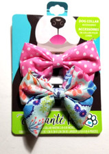 Pet Collar Bows Pink Polka Dots  Floral Fun Dog or Cat Set of 2 Pet Fashion