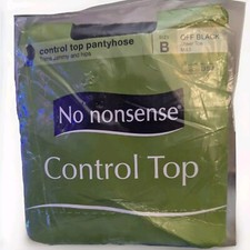 No Nonsense Control Top Pantyhose Size B Off Black Sheer Toe M43