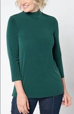 Susan Graver Size 3X Pine Solid Liquid Knit Mock Neck Top