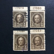 BroadviewStamps USA #551 Mint and used. F-VF plate singles 17079-82