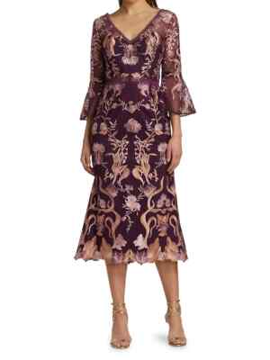 marchesa notte purple lace dress Marchesa Notte Lace Pattern Midi Length Dress - Purple Dresses, Clothing -  WMH39020