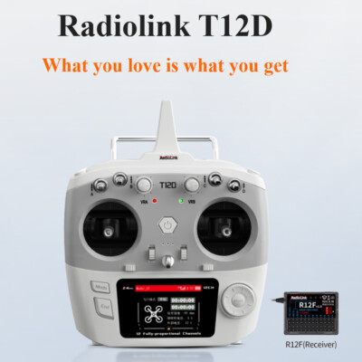 Radiolink T12D 12 Ch 2.4G RC Transmitter w/ R12F Receiver Air / Surface White